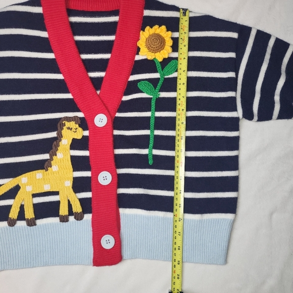 Teacher's Cardigan with Giraffe and Sunflower Women's Size Medium - Picture 7 of 11